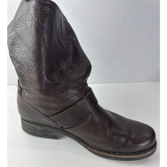 Frye Veronica Slouch Boots Women's 6 B Brown Leather Boho Grunge Moto Buckle - Picture 3 of 16